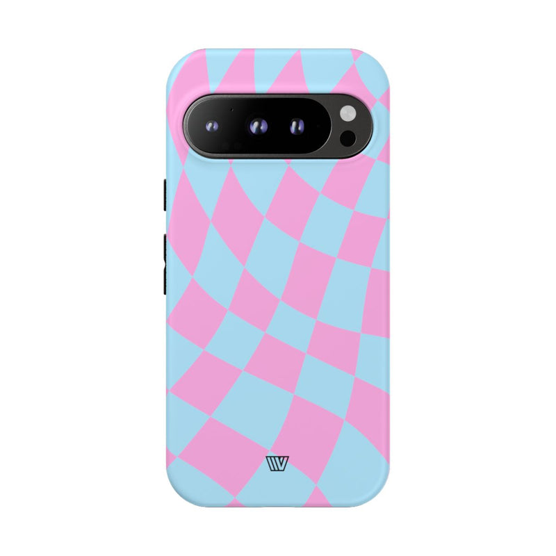 BLUE PINK CURVY CHECKERBOARD | Tough Phone Case