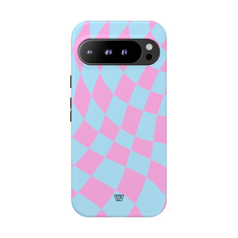 BLUE PINK CURVY CHECKERBOARD | Tough Phone Case