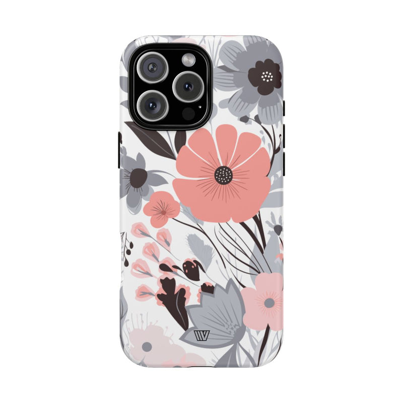 GRAY PASTEL FLOWERS | Tough Phone Case