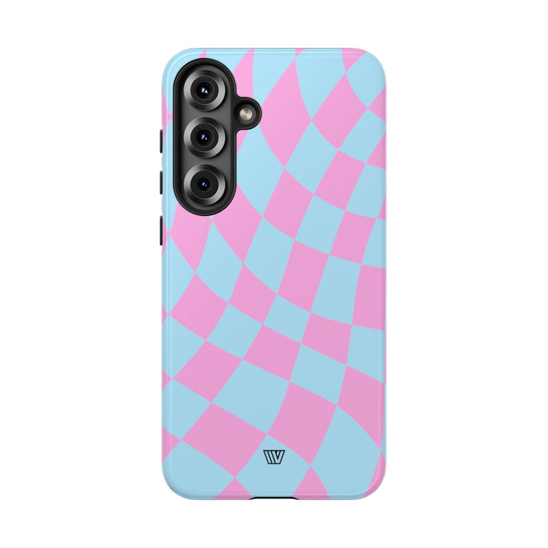 BLUE PINK CURVY CHECKERBOARD | Tough Phone Case
