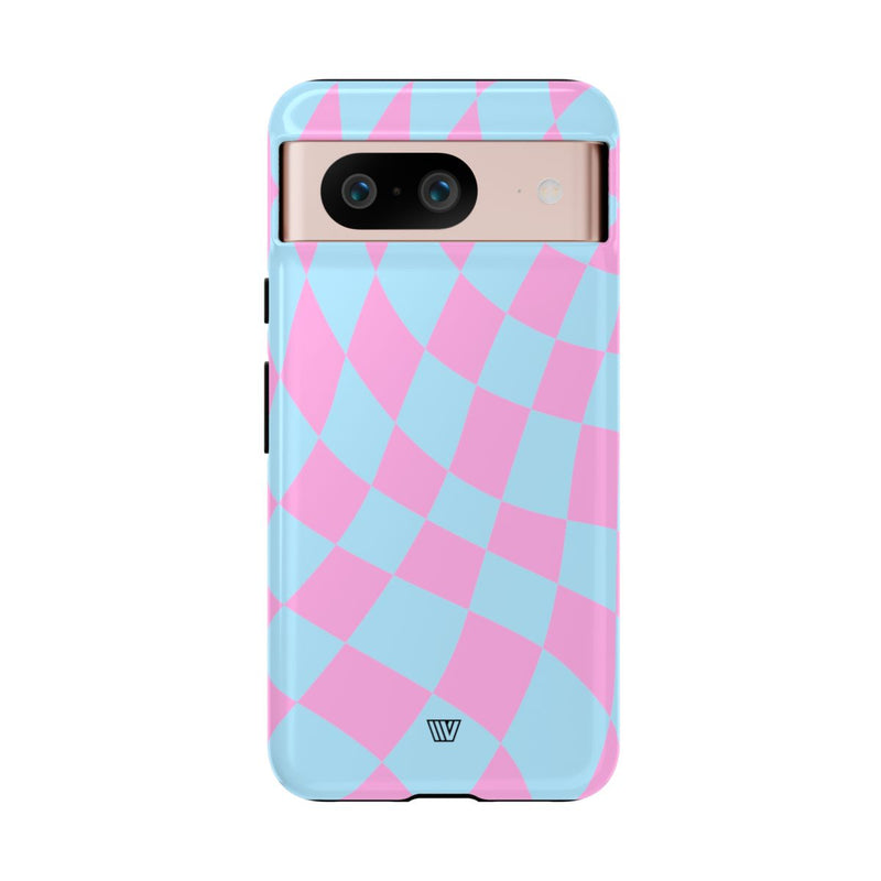 BLUE PINK CURVY CHECKERBOARD | Tough Phone Case