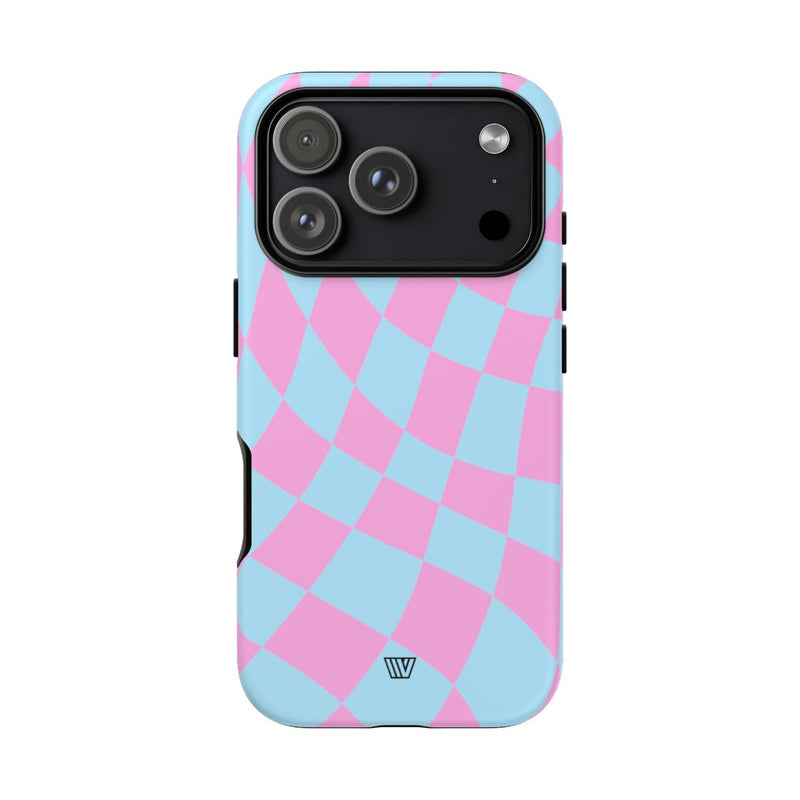 BLUE PINK CURVY CHECKERBOARD | Tough Phone Case