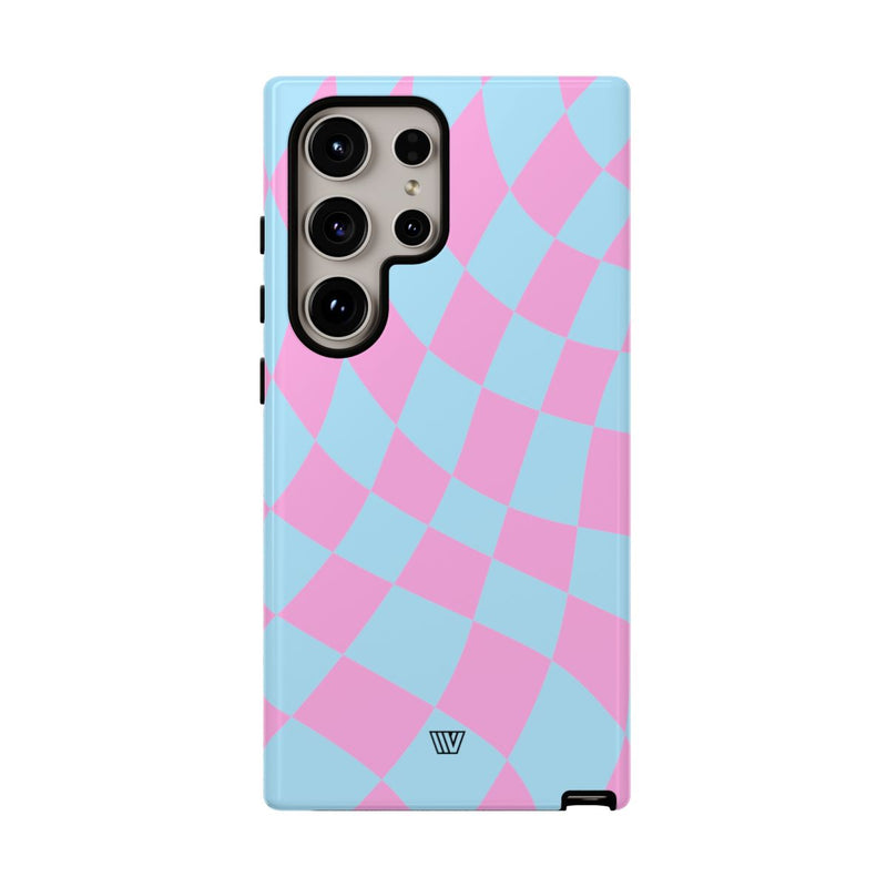 BLUE PINK CURVY CHECKERBOARD | Tough Phone Case