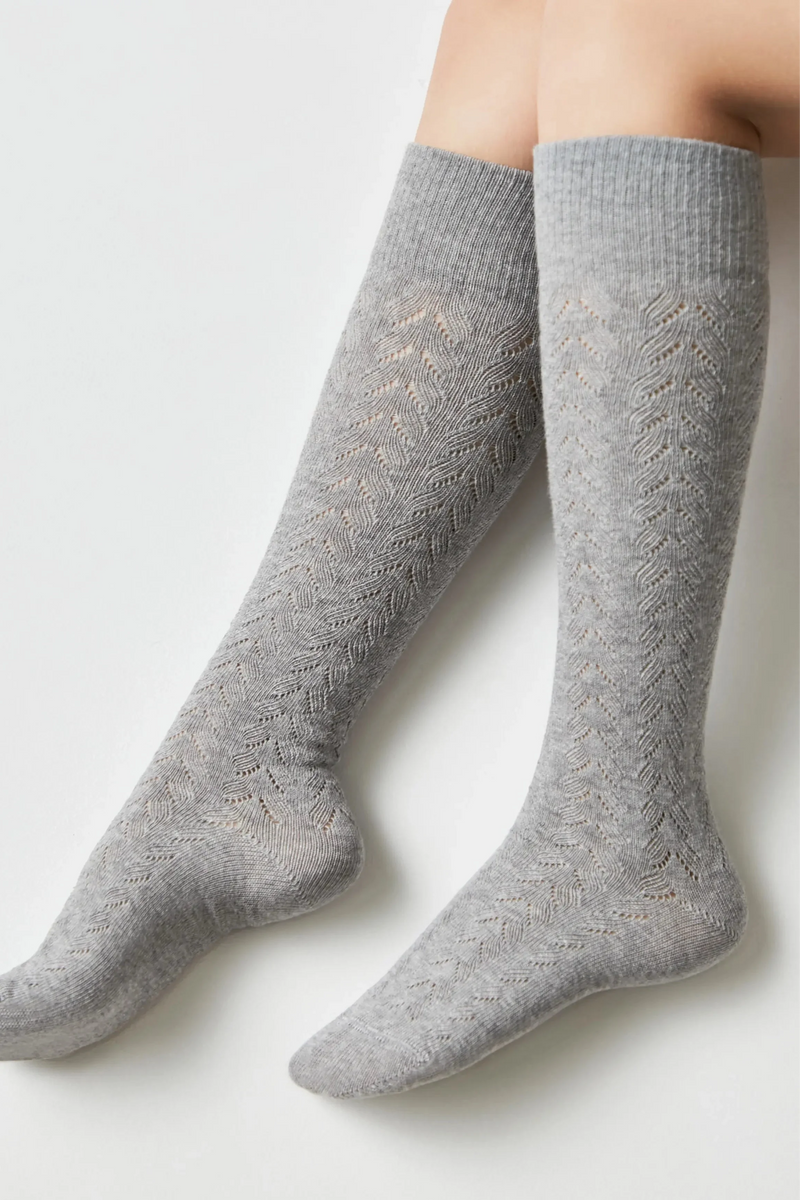 Cotton Knee Highs Conte Classic 010 - Cotton Blend and Knitted Pattern