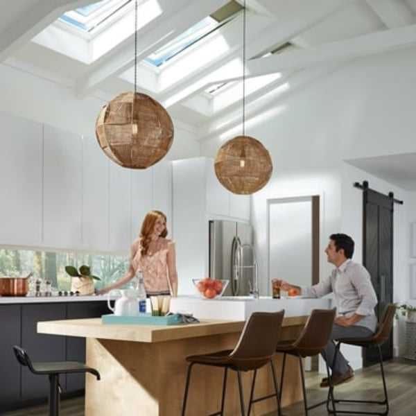 VELUX Solar Powered Venting Curb Mount Skylight - White Solar Powered Shade