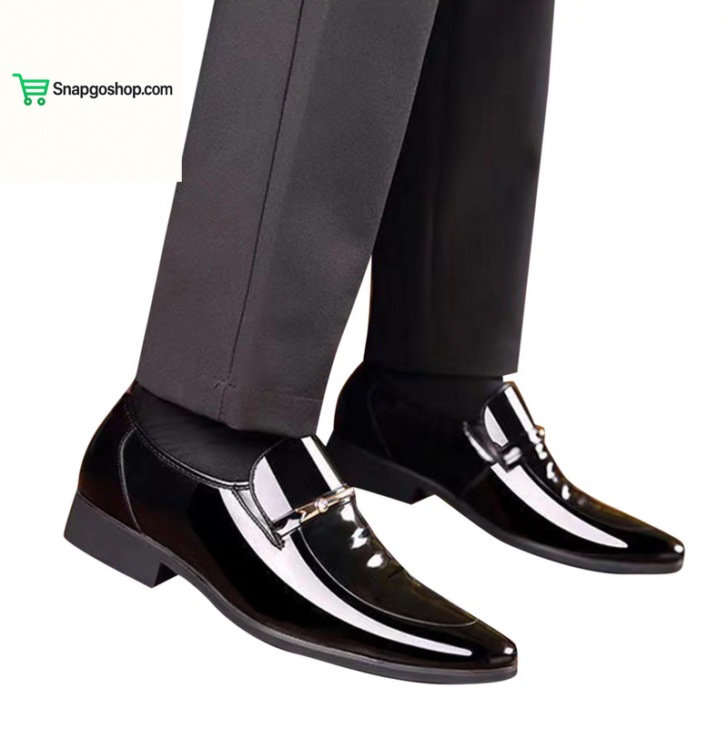 Adult Men Shoes Extra Wide Shoes for Men Leather Classic Style Mens Shoes Fashion Metal Strip Decoration Leather Shoe Horn for Men Black 9