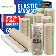 High-Performance Elastic Bandage Wrap - 6 Pack (2X2In, 2X3In, 2X4In) - Self-Closing Strong Compression Bandage Wrap for Feet, Ankles, Wrists, and Knees