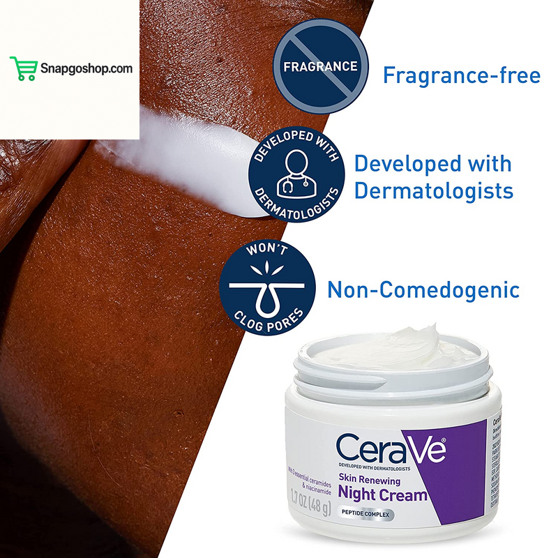 Skin Renewing Night Cream, Niacinamide, Peptide Complex, and Hyaluronic Acid Moisturizer for Face, 1.7 Ounce, Packaging May Vary