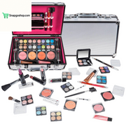 Carry All Makeup Train Case with Pro Makeup Set, Makeup Brushes, Lipsticks, Eye Shadows, Blushes, Powders, and More - Reusable Makeup Storage Organizer - Premium Gift Packaging - Pink