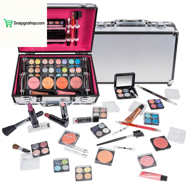 Carry All Makeup Train Case with Pro Makeup Set, Makeup Brushes, Lipsticks, Eye Shadows, Blushes, Powders, and More - Reusable Makeup Storage Organizer - Premium Gift Packaging - Pink