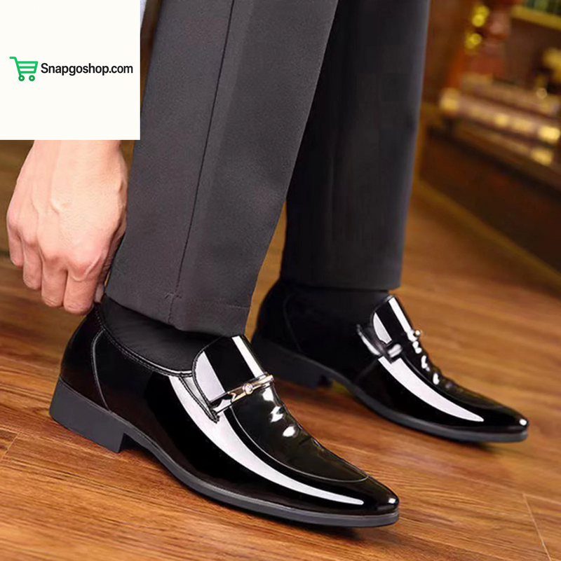 Adult Men Shoes Extra Wide Shoes for Men Leather Classic Style Mens Shoes Fashion Metal Strip Decoration Leather Shoe Horn for Men Black 9