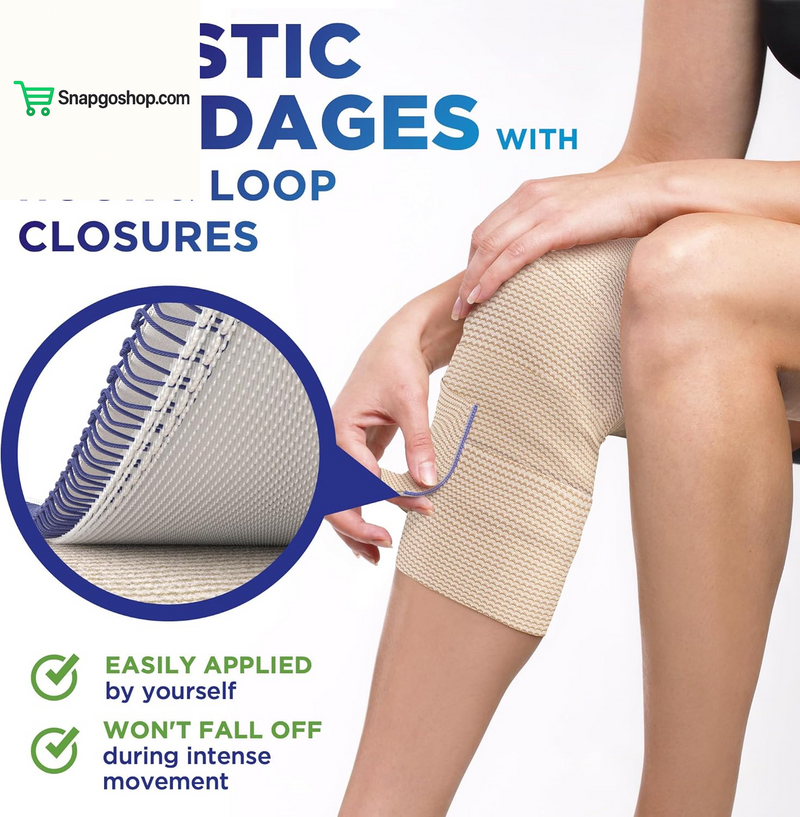 High-Performance Elastic Bandage Wrap - 6 Pack (2X2In, 2X3In, 2X4In) - Self-Closing Strong Compression Bandage Wrap for Feet, Ankles, Wrists, and Knees