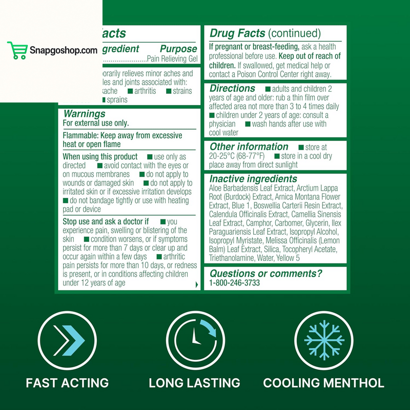 Roll on Pain Relief for Knee, Neck, Hip, Joint, Shoulder, & Simple Backache, Arthritis Pain Reliever, Sore Muscle Relief, Roll on Menthol Gel 3 Fl Oz (Pack of 3)