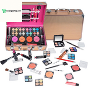 Carry All Makeup Train Case with Pro Makeup Set, Makeup Brushes, Lipsticks, Eye Shadows, Blushes, Powders, and More - Reusable Makeup Storage Organizer - Premium Gift Packaging - Pink