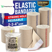 High-Performance Elastic Bandage Wrap - 6 Pack (2X2In, 2X3In, 2X4In) - Self-Closing Strong Compression Bandage Wrap for Feet, Ankles, Wrists, and Knees