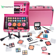 Carry All Makeup Train Case with Pro Makeup Set, Makeup Brushes, Lipsticks, Eye Shadows, Blushes, Powders, and More - Reusable Makeup Storage Organizer - Premium Gift Packaging - Pink