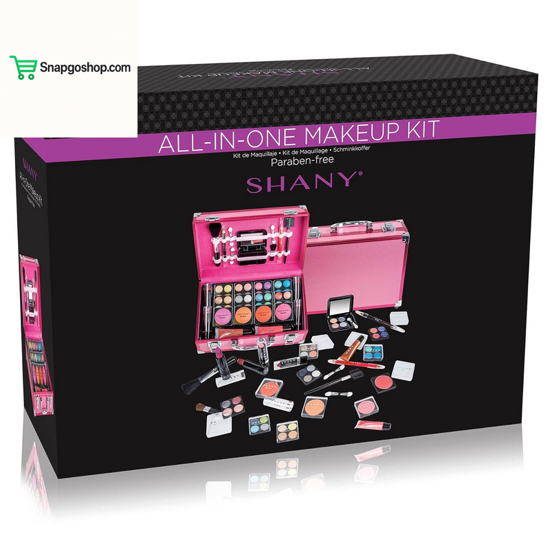 Carry All Makeup Train Case with Pro Makeup Set, Makeup Brushes, Lipsticks, Eye Shadows, Blushes, Powders, and More - Reusable Makeup Storage Organizer - Premium Gift Packaging - Pink