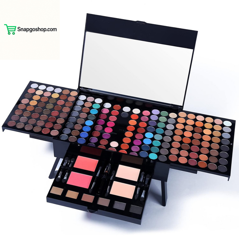 Professional Makeup Kit for Women with Mirror All in One Makeup Gift Set for Teens 180 Color Eyeshadow Palette 2 Blush 2 Powder 1 Eyeliner 4 Eyebrow Make up Sets Matte Shimmer Mixing Pallet Eye Shadow