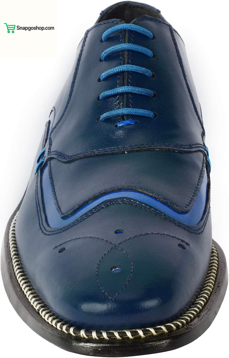 Mens Tread Design Genuine Leather Lace up Oxford Dress Shoes