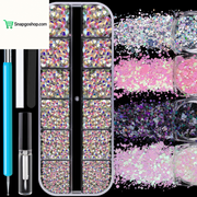 Flat Back Rhinestone Kits Colorful Rhinestones+Crystal Ab&Transparent White Face Gems Nail Gem with Quick Dry Makeup Glue+Picker Pencil+Tweezer for Bedazzling Face Makeup and Nail Art