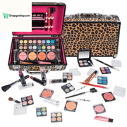 Carry All Makeup Train Case with Pro Makeup Set, Makeup Brushes, Lipsticks, Eye Shadows, Blushes, Powders, and More - Reusable Makeup Storage Organizer - Premium Gift Packaging - Pink