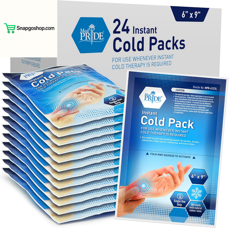 Instant Cold Pack First Aid Kit Ice Pack for Injuries and Pain Relief, No Freezer Needed, 5In X 6In (6 Count (Pack of 1) Clear)