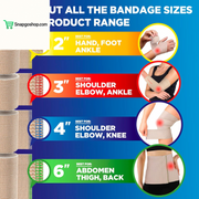 High-Performance Elastic Bandage Wrap - 6 Pack (2X2In, 2X3In, 2X4In) - Self-Closing Strong Compression Bandage Wrap for Feet, Ankles, Wrists, and Knees