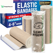 High-Performance Elastic Bandage Wrap - 6 Pack (2X2In, 2X3In, 2X4In) - Self-Closing Strong Compression Bandage Wrap for Feet, Ankles, Wrists, and Knees