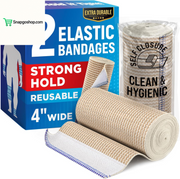 High-Performance Elastic Bandage Wrap - 6 Pack (2X2In, 2X3In, 2X4In) - Self-Closing Strong Compression Bandage Wrap for Feet, Ankles, Wrists, and Knees
