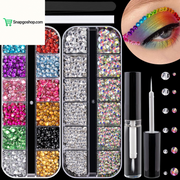 Flat Back Rhinestone Kits Colorful Rhinestones+Crystal Ab&Transparent White Face Gems Nail Gem with Quick Dry Makeup Glue+Picker Pencil+Tweezer for Bedazzling Face Makeup and Nail Art