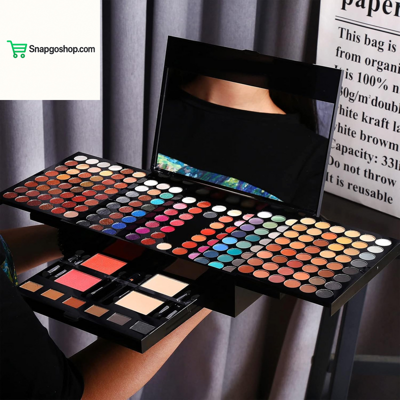 Professional Makeup Kit for Women with Mirror All in One Makeup Gift Set for Teens 180 Color Eyeshadow Palette 2 Blush 2 Powder 1 Eyeliner 4 Eyebrow Make up Sets Matte Shimmer Mixing Pallet Eye Shadow