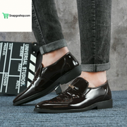 Men'S Oxford Shoes Dress Lace up Casual Wedding Leather Shoe Classic Toe Cap Formal