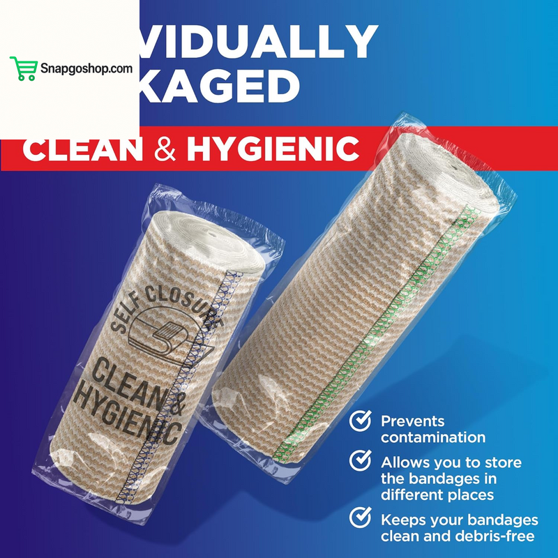 High-Performance Elastic Bandage Wrap - 6 Pack (2X2In, 2X3In, 2X4In) - Self-Closing Strong Compression Bandage Wrap for Feet, Ankles, Wrists, and Knees