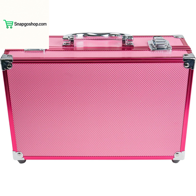 Carry All Makeup Train Case with Pro Makeup Set, Makeup Brushes, Lipsticks, Eye Shadows, Blushes, Powders, and More - Reusable Makeup Storage Organizer - Premium Gift Packaging - Pink