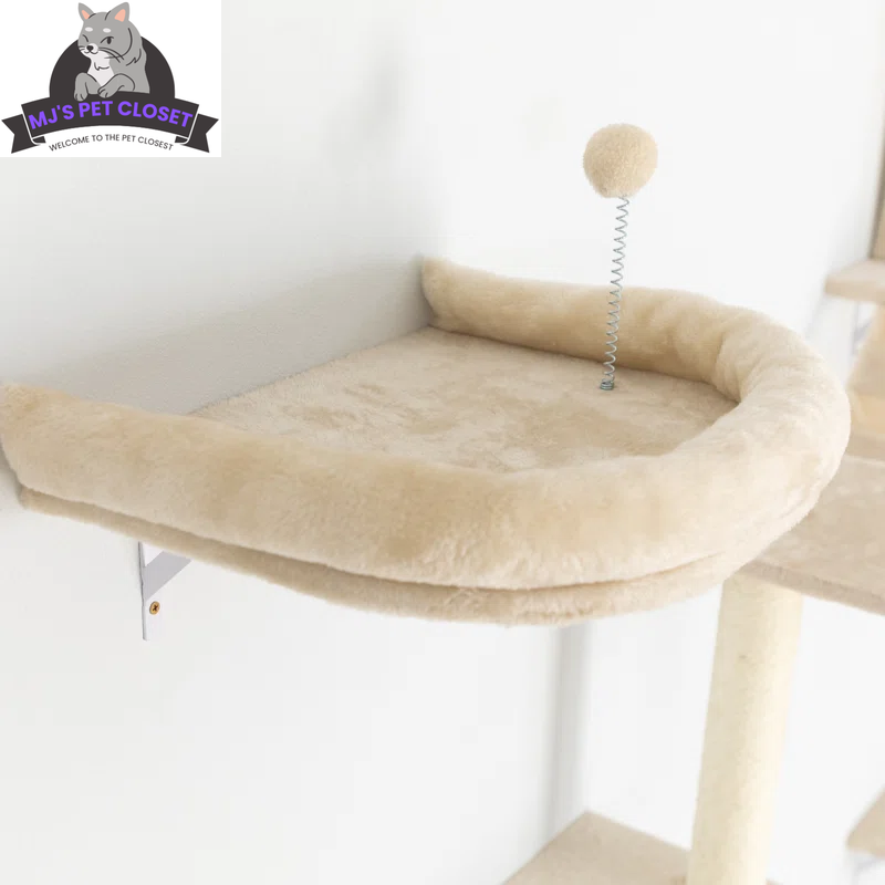 Elevate Your Cat's Playtime with the Darkiel 7-Piece Wall-Mounted Climbing Tower