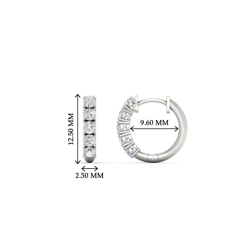 1/2 Carat Stunning Five Stone Huggie Hoops Earrings