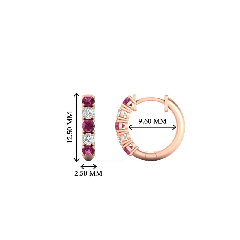 1/2 Carat Stunning Five Stone Huggie Hoops Earrings