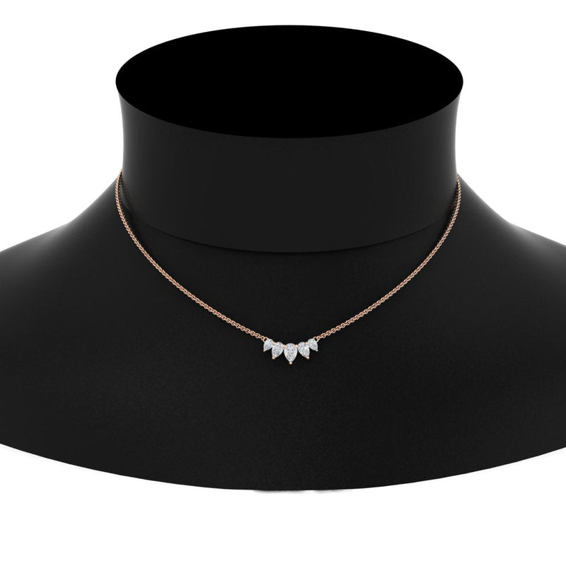 0.75 Carat 5 Stone Pear Shaped Diamond Necklace