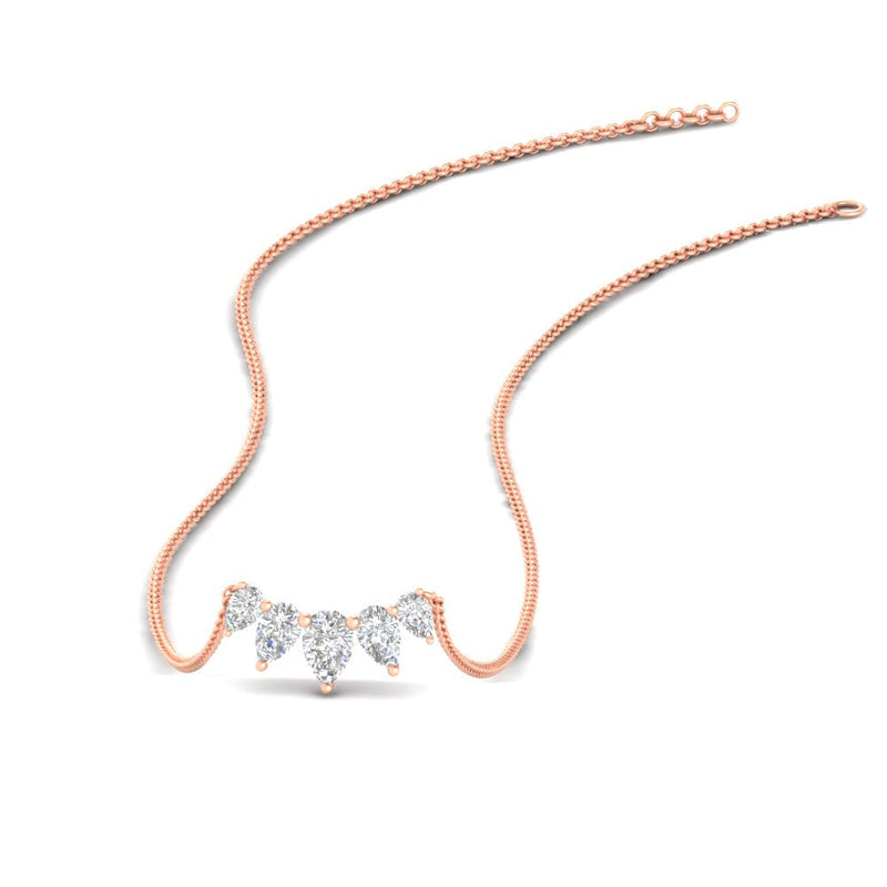 0.75 Carat 5 Stone Pear Shaped Diamond Necklace