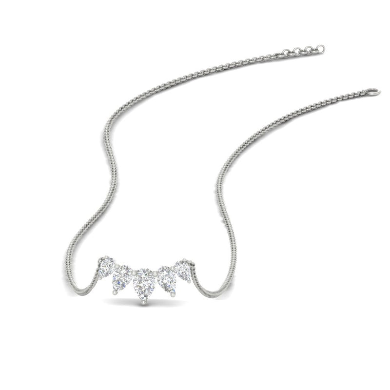 0.75 Carat 5 Stone Pear Shaped Diamond Necklace
