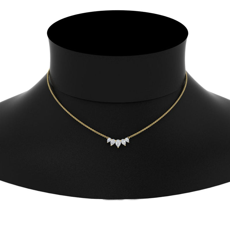 0.75 Carat 5 Stone Pear Shaped Diamond Necklace