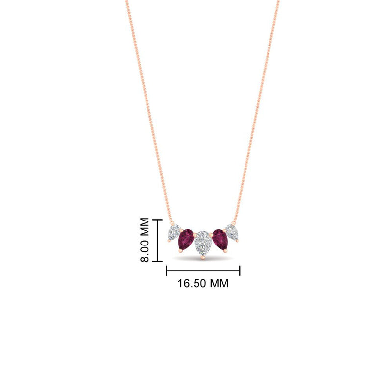 0.75 Carat 5 Stone Pear Shaped Diamond Necklace