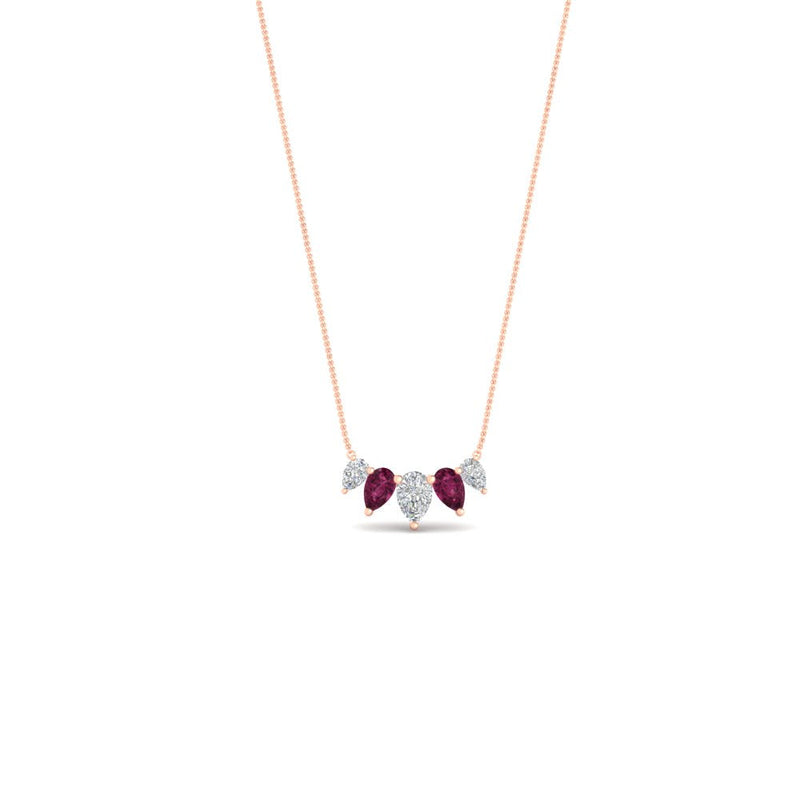 0.75 Carat 5 Stone Pear Shaped Diamond Necklace