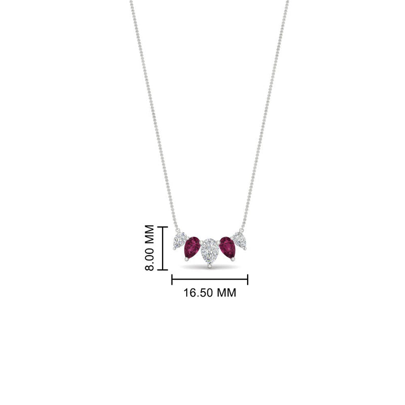 0.75 Carat 5 Stone Pear Shaped Diamond Necklace