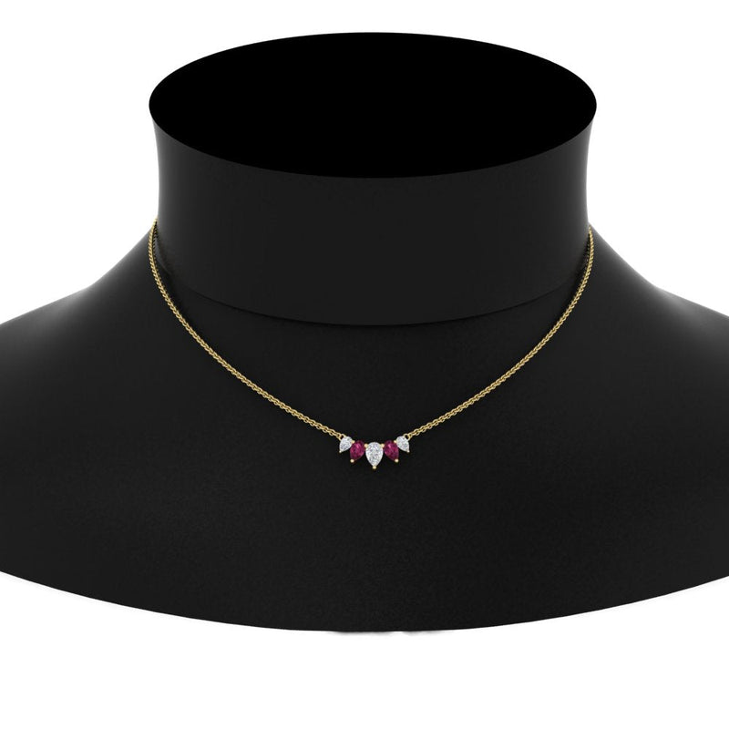 0.75 Carat 5 Stone Pear Shaped Diamond Necklace