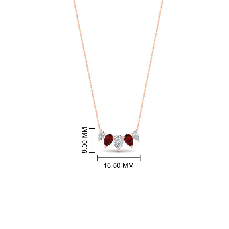 0.75 Carat 5 Stone Pear Shaped Diamond Necklace