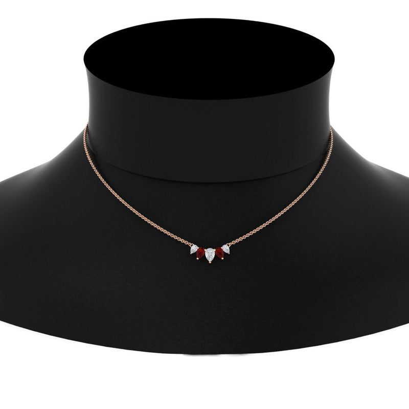 0.75 Carat 5 Stone Pear Shaped Diamond Necklace