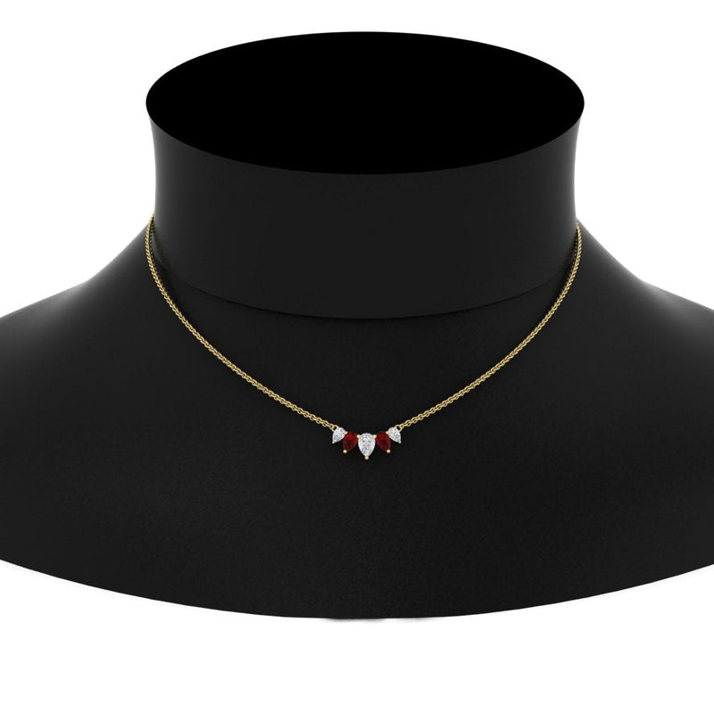 0.75 Carat 5 Stone Pear Shaped Diamond Necklace
