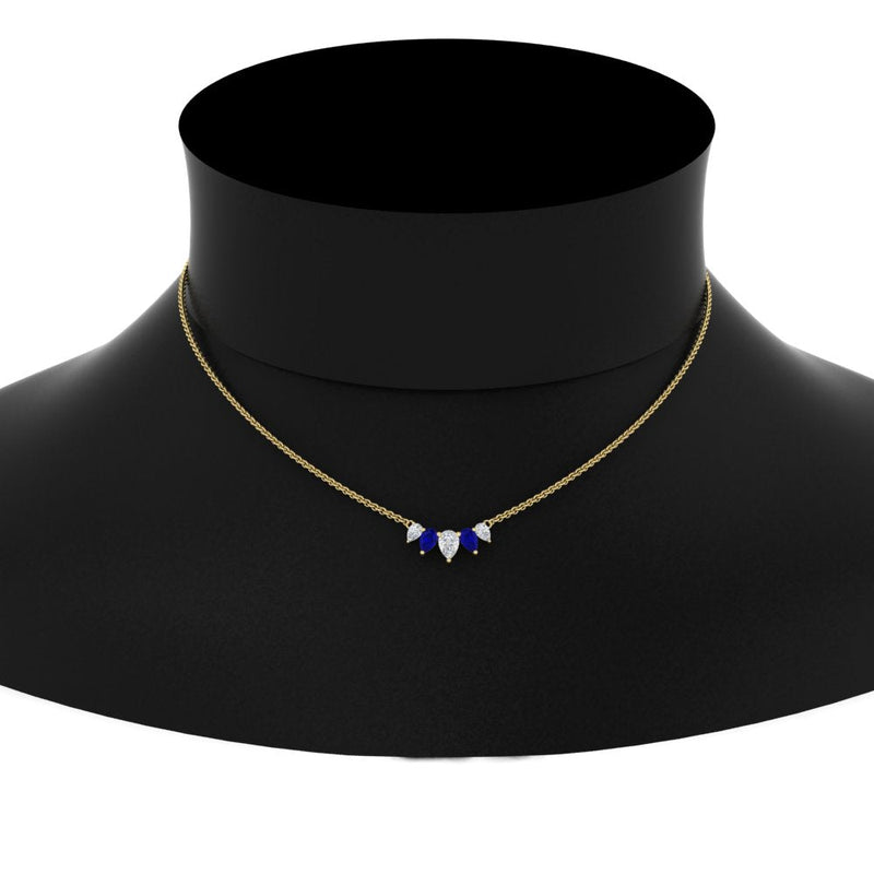 0.75 Carat 5 Stone Pear Shaped Diamond Necklace