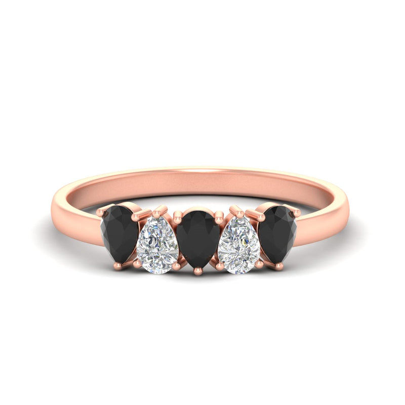 0.75 Carat 5 Stone Wedding Band Diamond Teardrop
